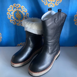 2025年冬季蒙古雪地靴马靴户外羊皮毛一体内里皮靴男靴防寒靴皮靴