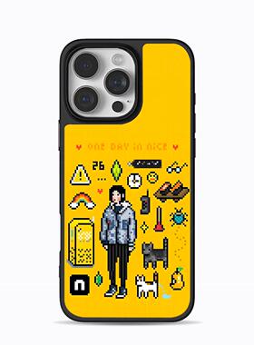 像素人物与图标手机壳大孔电镀黑框碳纤纹二合一磁吸适用苹果17promax华为P60PROMATE70PROPLUS小米17PROMAX