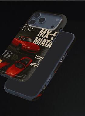 马自达MX5硬壳磨砂磁吸手机壳适用苹果iphone17promax华为FINDX8PROOPPOFINDX9PRO荣耀500proP70ULTRA