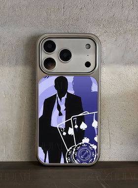 007赌场剪影手机壳大孔电镀黑框碳纤纹二合一磁吸适用苹果17promax华为PURA80ULTRAPURA70PROPLUS小米17PROMA