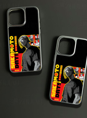 坂本角色海报手机壳大孔电镀黑框碳纤维二合一玻璃适用苹果17promax华为MATE50PROPURA80ULTRAPURA80PROPLUS