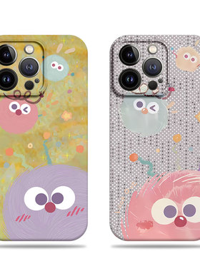 苹果17promax三只煤球菲林情侣手机壳适用苹果华为VIVOY77E真我gt8proFINDX8PROFINDX8至尊三星S24PLUS