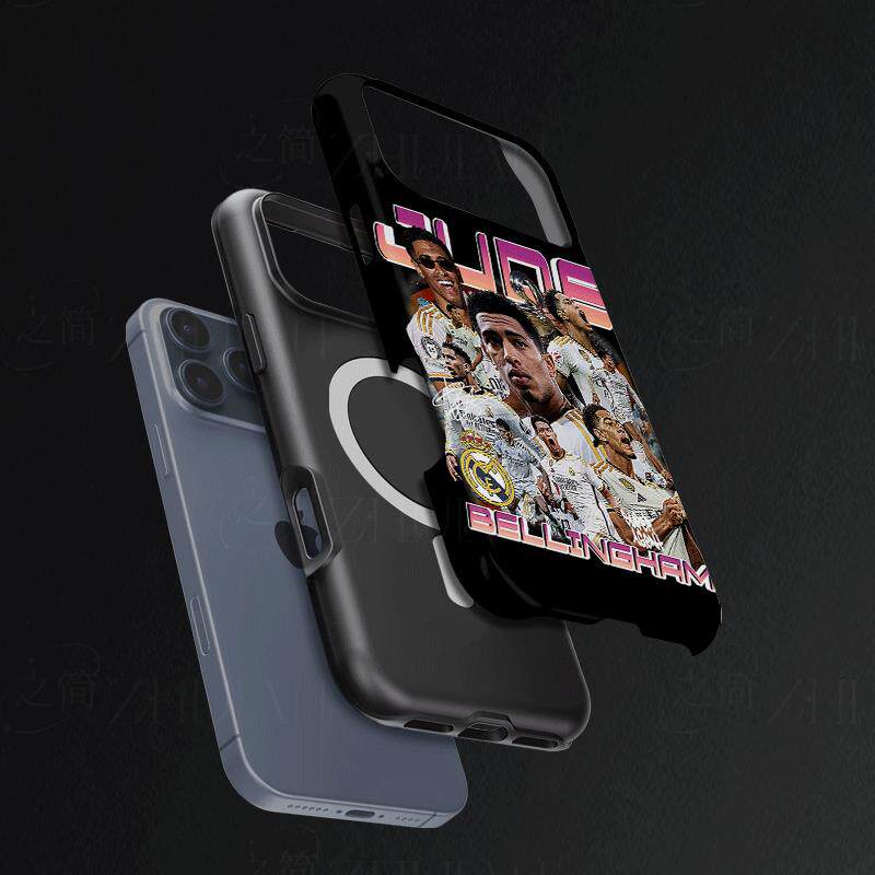 贝林厄姆皇马磨砂磁吸手机壳大孔亮面硬壳适用苹果iphone18promax华为PURAXVIEWIQOO11PROOPPORENO10PROPLUS