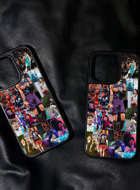 鲍尔篮球拼图手机壳大孔电镀黑框碳纤纹二合一磁吸适用苹果17promax华为PURA80PROPLUSMATE60PROPLUS小米15PR