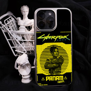 赛博朋克帕南手机壳大孔电镀黑框碳纤纹二合一磁吸适用苹果17promax华为PURA70ULTRAMATE70PROPLUS小米14PRO