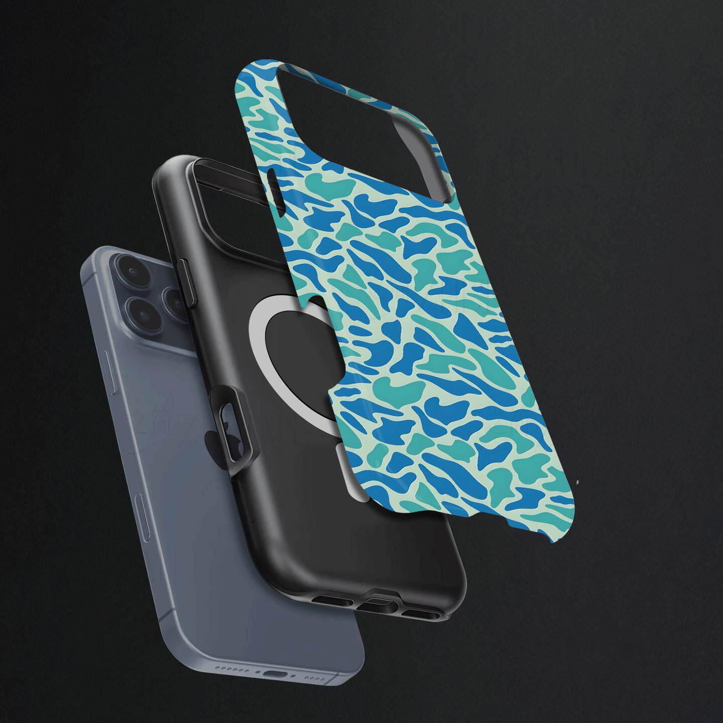 蓝绿迷彩硬壳磨砂磁吸手机壳适用苹果iphone17promax华为OPPOFINDX9PROFINDX8至尊VIVOX200PROMINI三星S25PLU