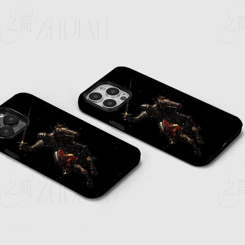 鎏金骑士策马磨砂磁吸手机壳大孔亮面硬壳适用苹果iphone18promax华为PURAXVIEWOPPORENO6PROPLUSIQOO11PRO