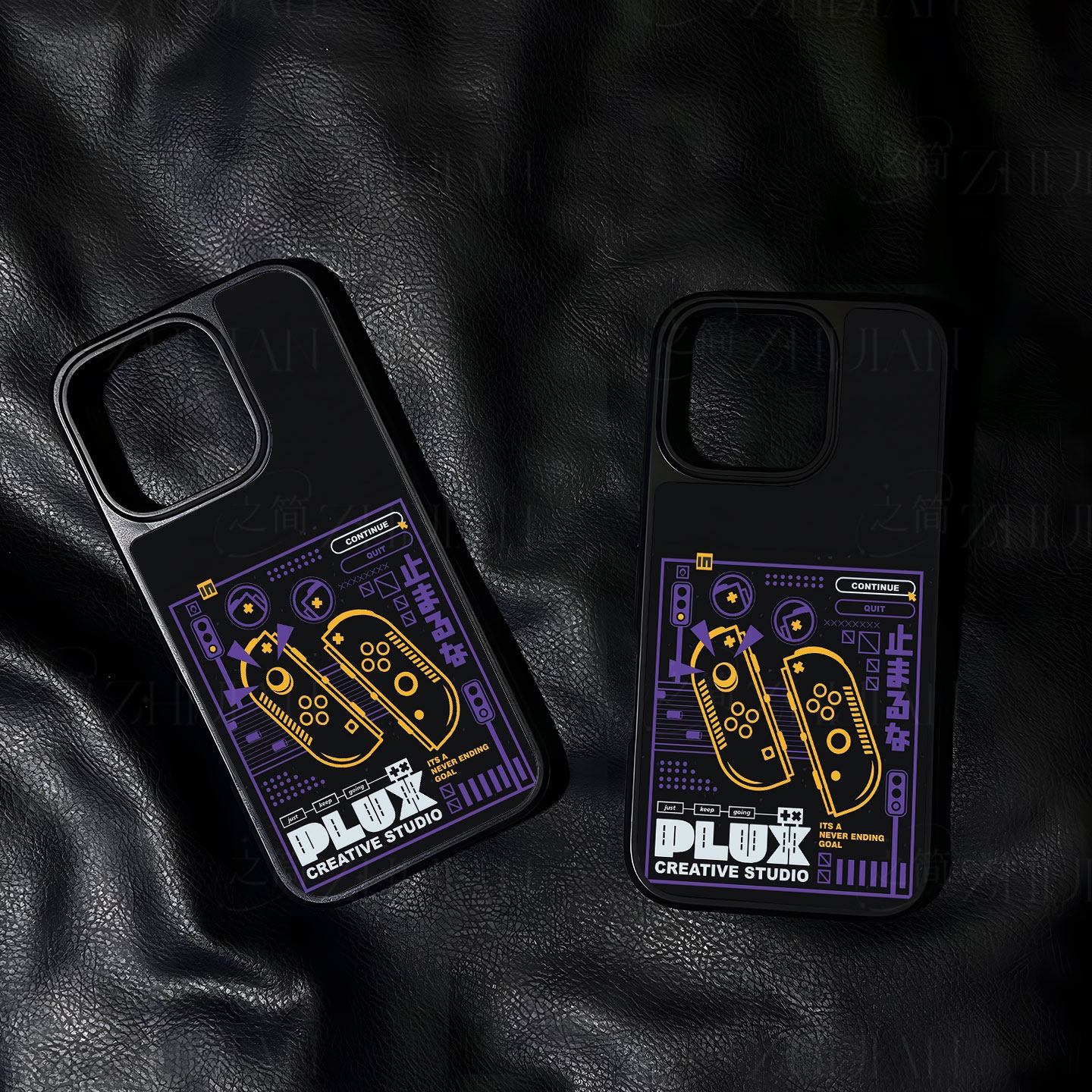 黄紫游戏手柄手机壳大孔电镀黑框碳纤纹二合一磁吸适用苹果17promax华为PURA80ULTRAPURA80PROPLUS小米15PRO