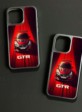 GTR红跑车手机壳大孔电镀黑框碳纤维二合一玻璃适用苹果17promax华为小米14PROPURA70ULTRAPURA80PROPLUS