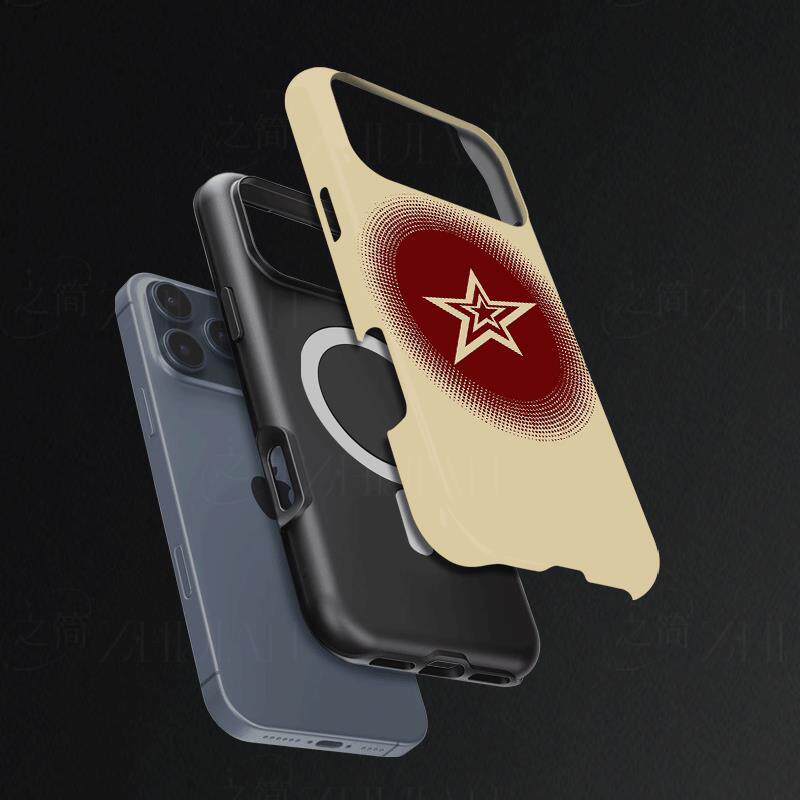 复古双星徽标磨砂磁吸手机壳大孔亮面硬壳适用苹果iphone18promax华为PURAXVIEW红米TURBO4PRO小米17PROMAX
