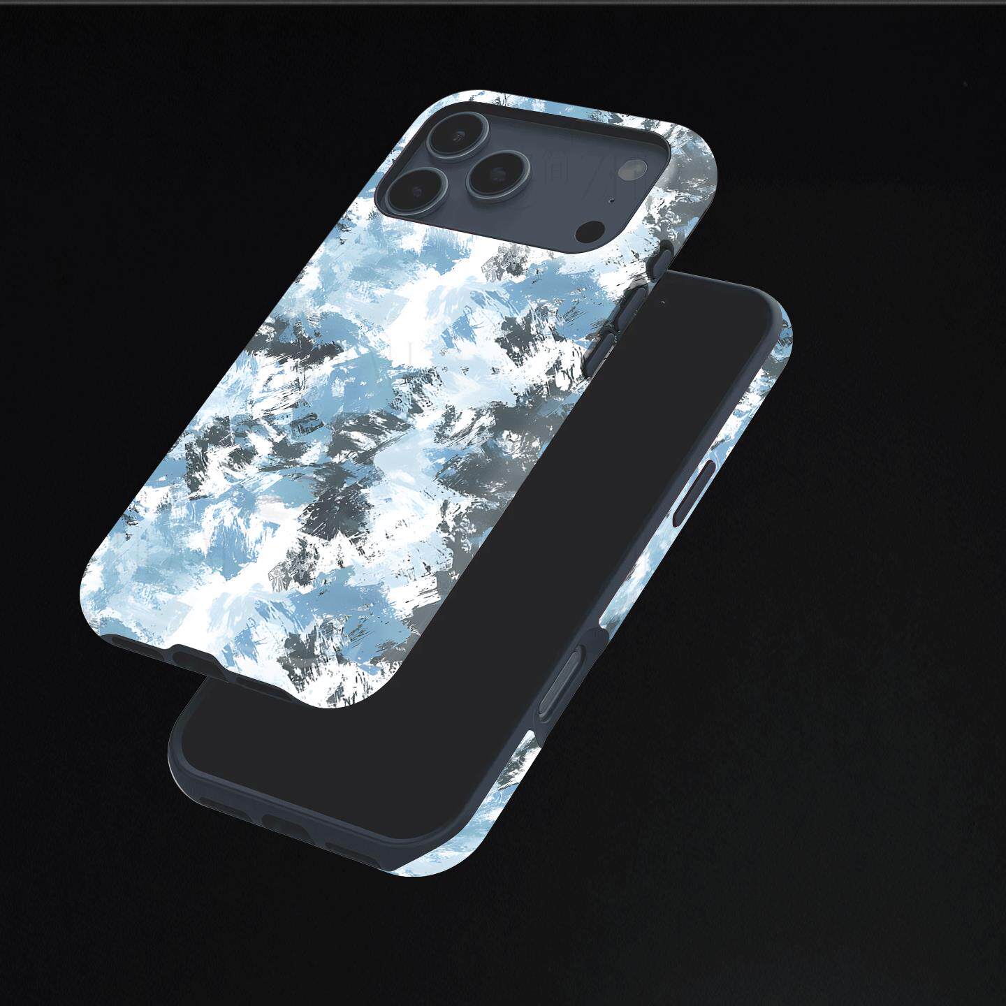 迷彩蓝黑抽象笔触硬壳磨砂磁吸手机壳适用苹果iphone17promax华为荣耀500promate80proOPPOFINDX9PRO荣耀MAGI