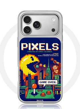 像素游戏海报手机壳大孔电镀黑框碳纤纹二合一磁吸适用苹果17promax华为PURA70ULTRAMATE60PROPLUS小米15PRO