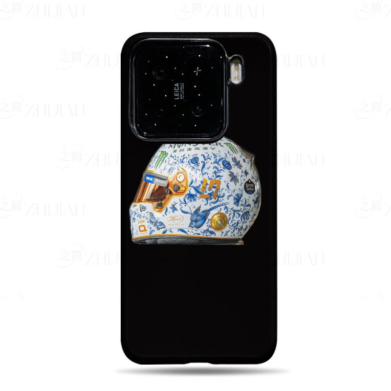 青花瓷赛车盔磨砂磁吸手机壳大孔亮面硬壳适用苹果iphone18promax华为PURAXVIEW小米CIVI3VIVOS18PRO