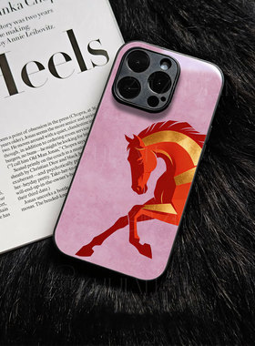 苹果17promax红马j玻璃手机壳马年新年祝福有钱适用苹果华为荣耀MAGIC8PRO小米MIX4VIVOY300VIVOS30PROMINI