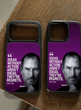 乔布斯名言手机壳大孔电镀黑框碳纤维二合一玻璃适用苹果17promax华为小米14PRO小米15PROPURA80PROPLUS