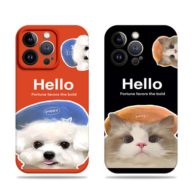 苹果17promax带帽猫咪狗狗菲林情侣手机壳适用苹果华为VIVOY78PLUSMATE60PRO+IQOONEO9NOVA12PRO小米15SPRO