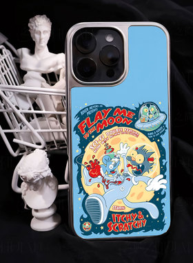 卡通月球科幻手机壳大孔电镀黑框碳纤维二合一玻璃适用苹果17promax华为PURA70ULTRAPURA80PROPLUSPURA70PROP