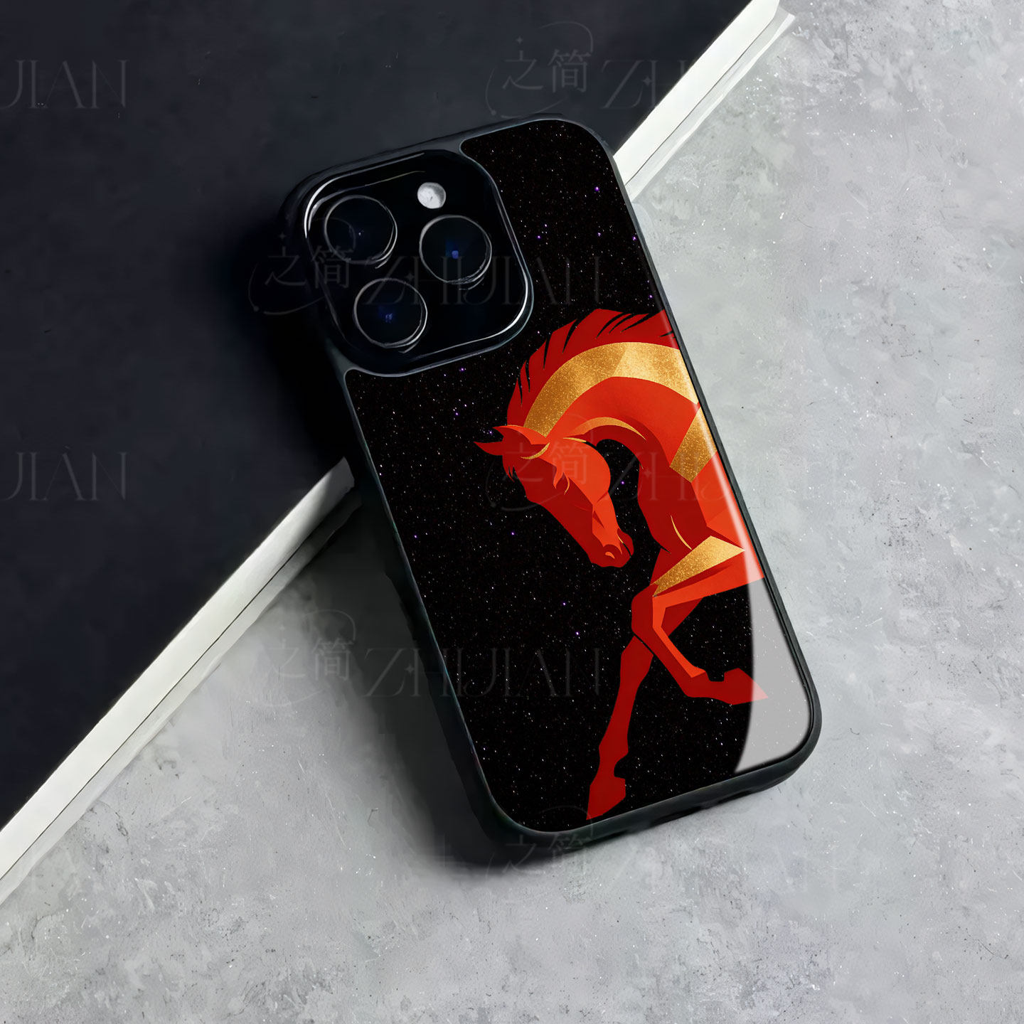 苹果17promax红马j玻璃手机壳马年新年祝福有钱适用苹果华为VIVOS30PROMINI三星S25ULTRA荣耀MAGIC8PROP80ULT