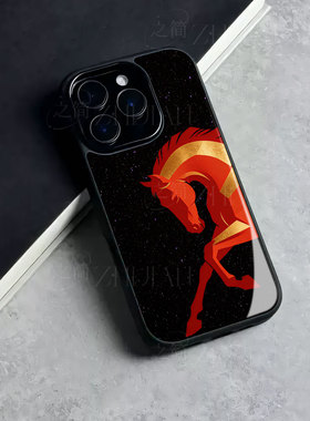 苹果17promax红马j玻璃手机壳马年新年祝福有钱适用苹果华为VIVOS30PROMINI三星S25ULTRA荣耀MAGIC8PROP80ULT