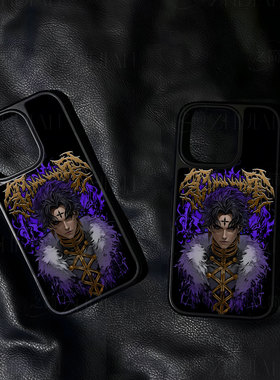 紫焰暗黑角色手机壳大孔电镀黑框碳纤纹二合一磁吸适用苹果17promax华为P60PROMATE70PROPLUSPURA80PROPLUS