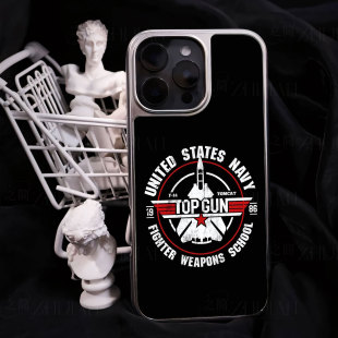海军TOPGUN徽手机壳大孔电镀黑框碳纤纹二合一磁吸适用苹果17promax华为PURA70PROPLUSMATE60PROPLUS小米14PR