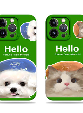 苹果17promax带帽猫咪狗狗菲林情侣手机壳适用苹果华为小米17promax红米NOTE14PROPLUS荣耀畅玩70PLUSVIVOX20