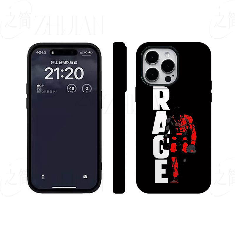 红黑拳击怒火磨砂磁吸手机壳大孔亮面硬壳适用苹果iphone18promax华为PURAXVIEWOPPOFINDX5PRO红米NOTE14PROP
