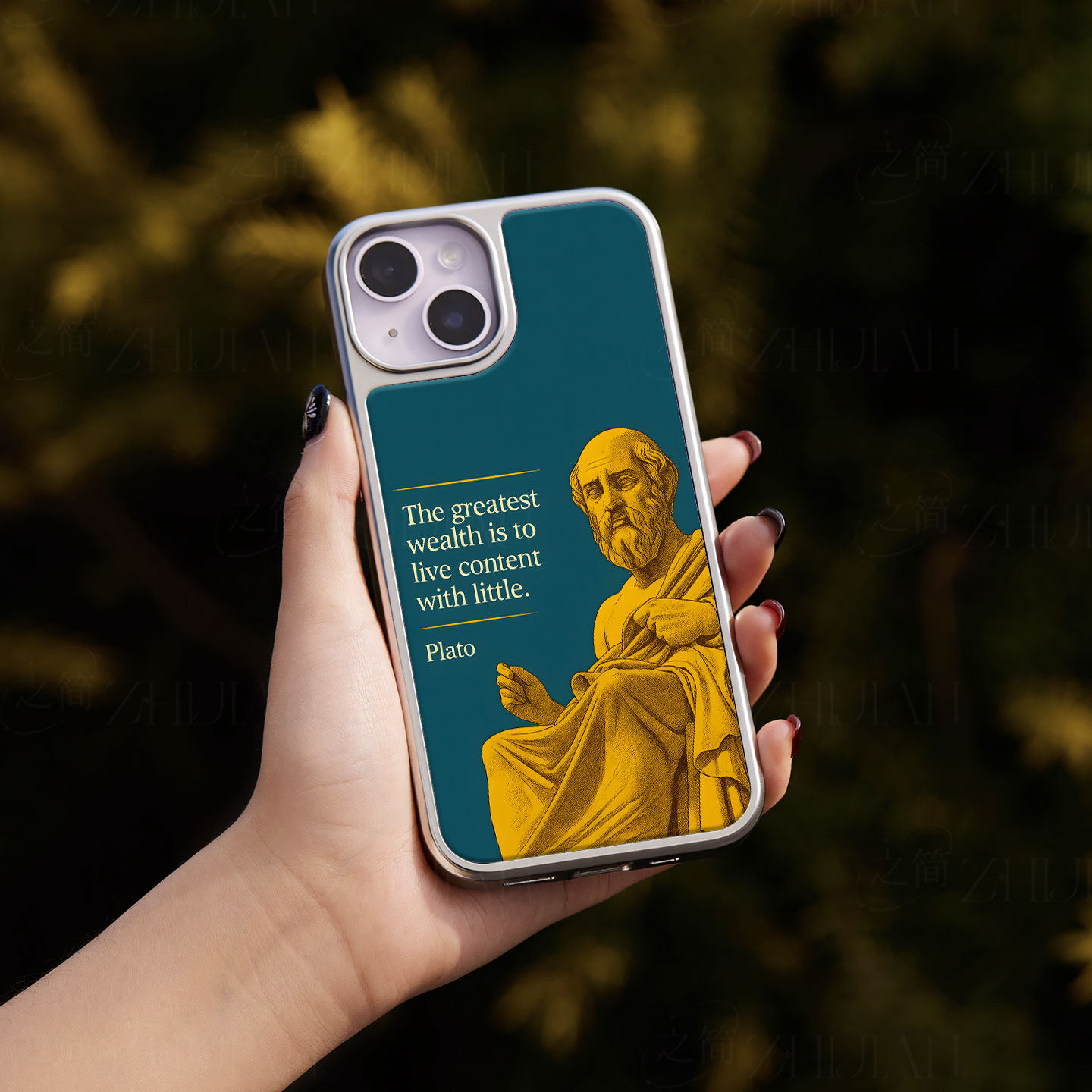 柏拉图雕像手机壳大孔电镀黑框碳纤维二合一玻璃适用苹果17promax华为PURA80ULTRA小米14PROMATE70PROPLUS