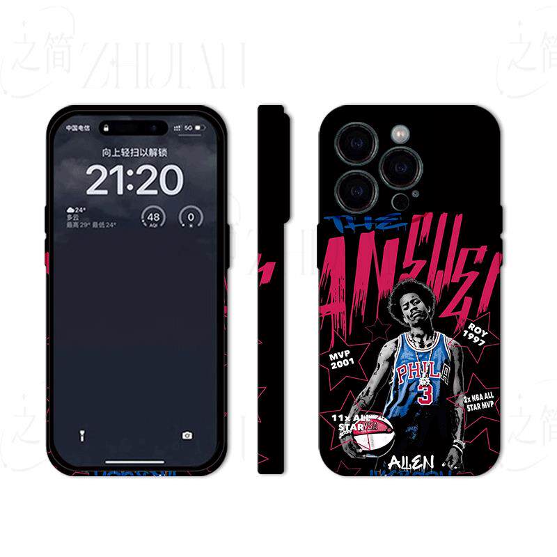 艾弗森篮球图磨砂磁吸手机壳大孔亮面硬壳适用苹果iphone18promax华为PURAXVIEW荣耀POWER21加ACE2V