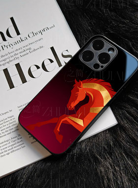 苹果17promax红马j玻璃手机壳马年新年祝福有钱适用苹果华为小米17PROMAX三星S25ULTRAP80PRO红米TURBO4PRO