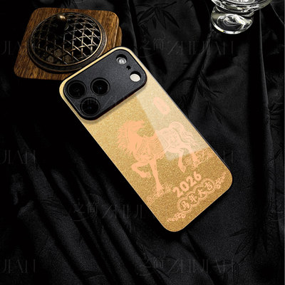 苹果17promax马年大吉玻璃手机壳马年新年祝福有钱适用苹果华为VIVOY500荣耀300PROIQOO13P70PRO