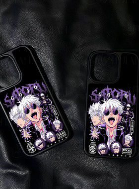 五条悟多形态手机壳大孔电镀黑框碳纤纹二合一磁吸适用苹果17promax华为PURA70PROPLUSPURA80PROPLUS小米15PR