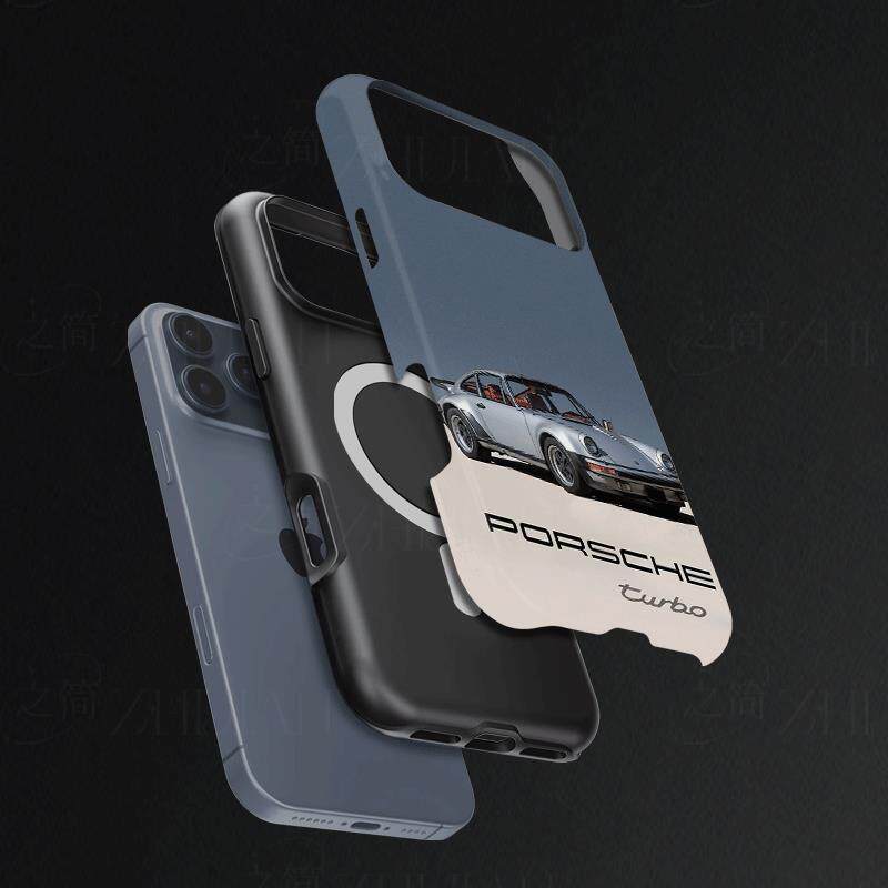 保时捷涡轮车磨砂磁吸手机壳大孔亮面硬壳适用苹果iphone18promax华为PURAXVIEW荣耀80PROVIVOS18PRO