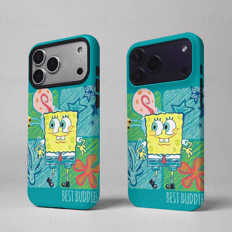 海绵宝宝小蜗磨砂磁吸手机壳大孔亮面硬壳适用苹果iphone18promax华为PURAXVIEW荣耀X60GT红米K70至尊版