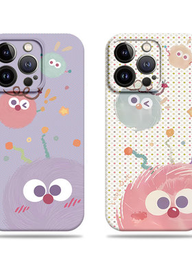 苹果17promax三只煤球菲林情侣手机壳适用苹果华为P60PRO红米TURBO4PRO12/13/14/15新款VIVOY200INOVA13