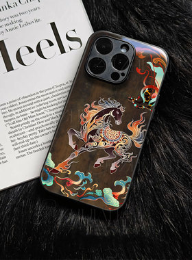 苹果17promax祥云马玻璃手机壳马年新年祝福有钱适用苹果华为三星S25PLUS荣耀500proVIVOY300PROIQOO13