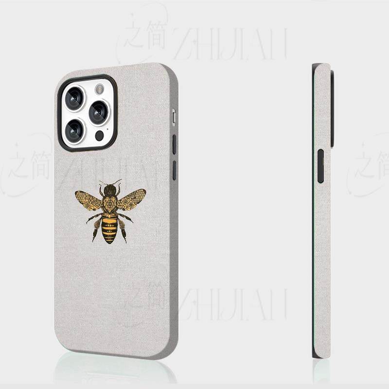 手绘蜜蜂装饰画磨砂磁吸手机壳大孔亮面硬壳适用苹果iphone18promax华为PURAXVIEW荣耀90GT华为NOVA7PRO