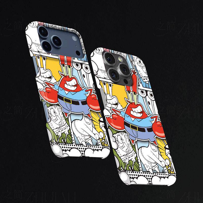 海绵宝宝漫画磨砂磁吸手机壳大孔亮面硬壳适用苹果iphone18promax华为PURAXVIEWOPPOFINDX5PROVIVOY300PRO