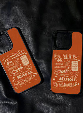 橙色励志图案手机壳大孔电镀黑框碳纤纹二合一磁吸适用苹果17promax华为P60PROPURA80ULTRAPURA70ULTRA