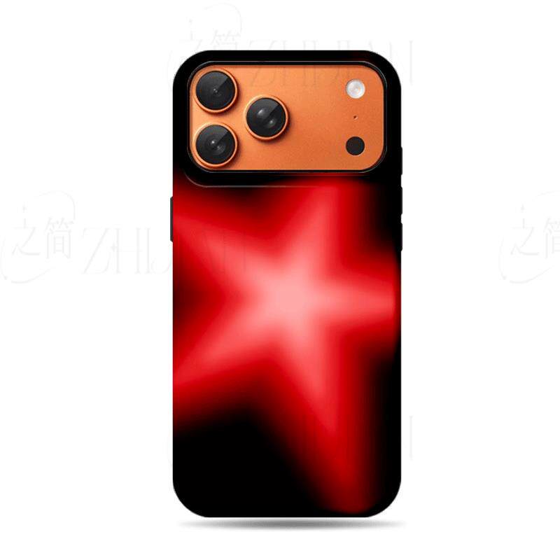 红色发光五星磨砂磁吸手机壳大孔亮面硬壳适用苹果iphone18promax华为PURAXVIEW红米K70E荣耀400PRO