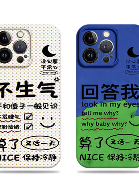 苹果17promax回答我不生气菲林情侣手机壳适用苹果华为VIVOX100ULTRAP60PROVIVOY300红米K70Eopporeno15pro