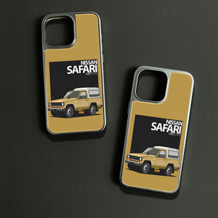 日产Safari手机壳大孔电镀黑框碳纤维二合一玻璃适用苹果17promax华为MATE60PROPLUSP60PROMATE70PROPLUS