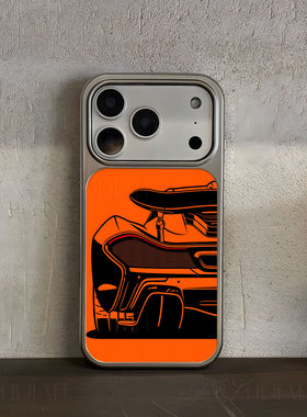 橙色跑车尾部手机壳大孔电镀黑框碳纤纹二合一磁吸适用苹果17promax华为PURA80ULTRAPURA70ULTRA小米15PRO