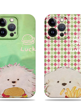 苹果17promax狗狗薯条汉堡菲林情侣手机壳适用苹果华为OPPOA9612/13/14/15新款P80PRO红米K60EMATE70PRO+