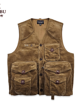 西里布灯芯绒多袋登山户外狩猎马甲背心阿美咔叽条绒渔夫工装坎肩