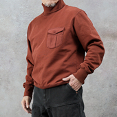 西里布复古高领长袖 卫衣男秋冬内搭防风加厚重磅非rrl T套头短款