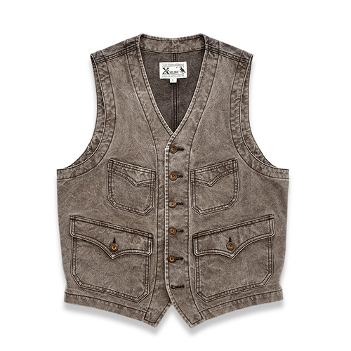 西里布美式复古帆布工装马甲背心