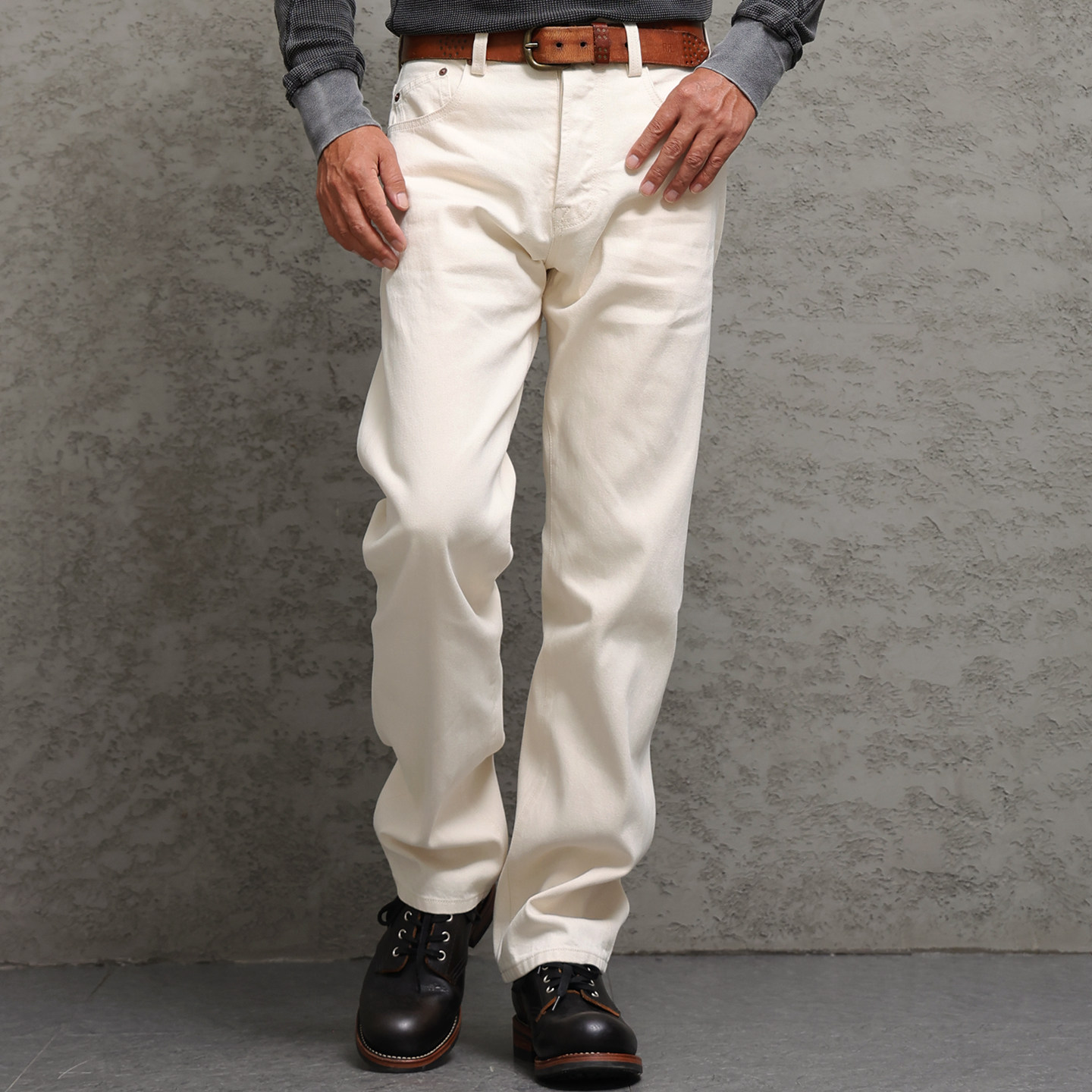 西里布原棉本白丹宁赤耳直筒牛仔裤男原色水洗复古米白色休闲裤,男装,牛仔裤,淘宝优惠券,粉丝福利购,淘宝优惠卷