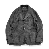 西里布复古蜡染亚麻西服外套男水洗黑做旧磨白宽松休闲便装 新品