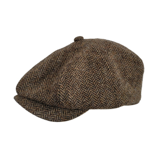 西里布复古元 画家帽贝雷帽报童帽前进帽非rrl 年人字纹羊毛八角帽